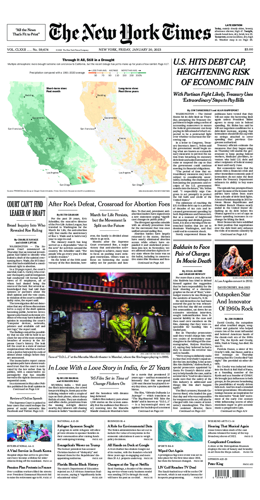 Prima-pagina-New-York-Times-del-2023-01-20