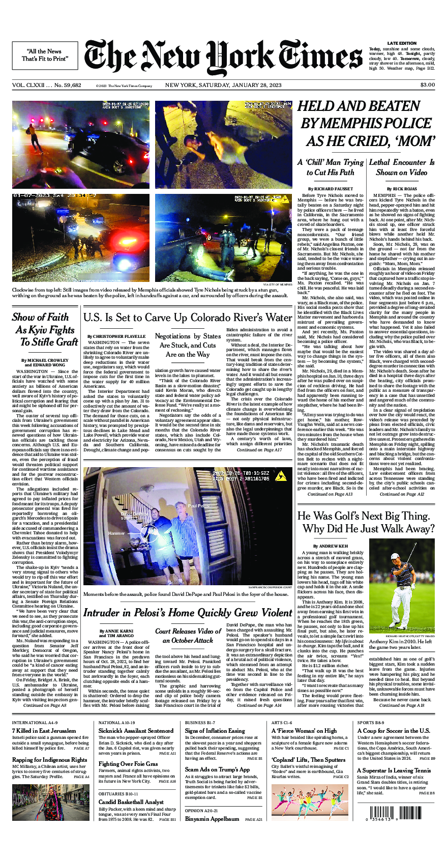 Prima-pagina-New-York-Times-del-2023-01-28