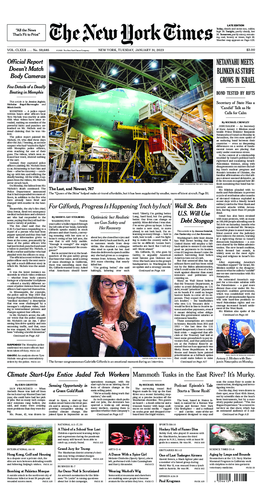 Prima-pagina-New-York-Times-del-2023-01-31