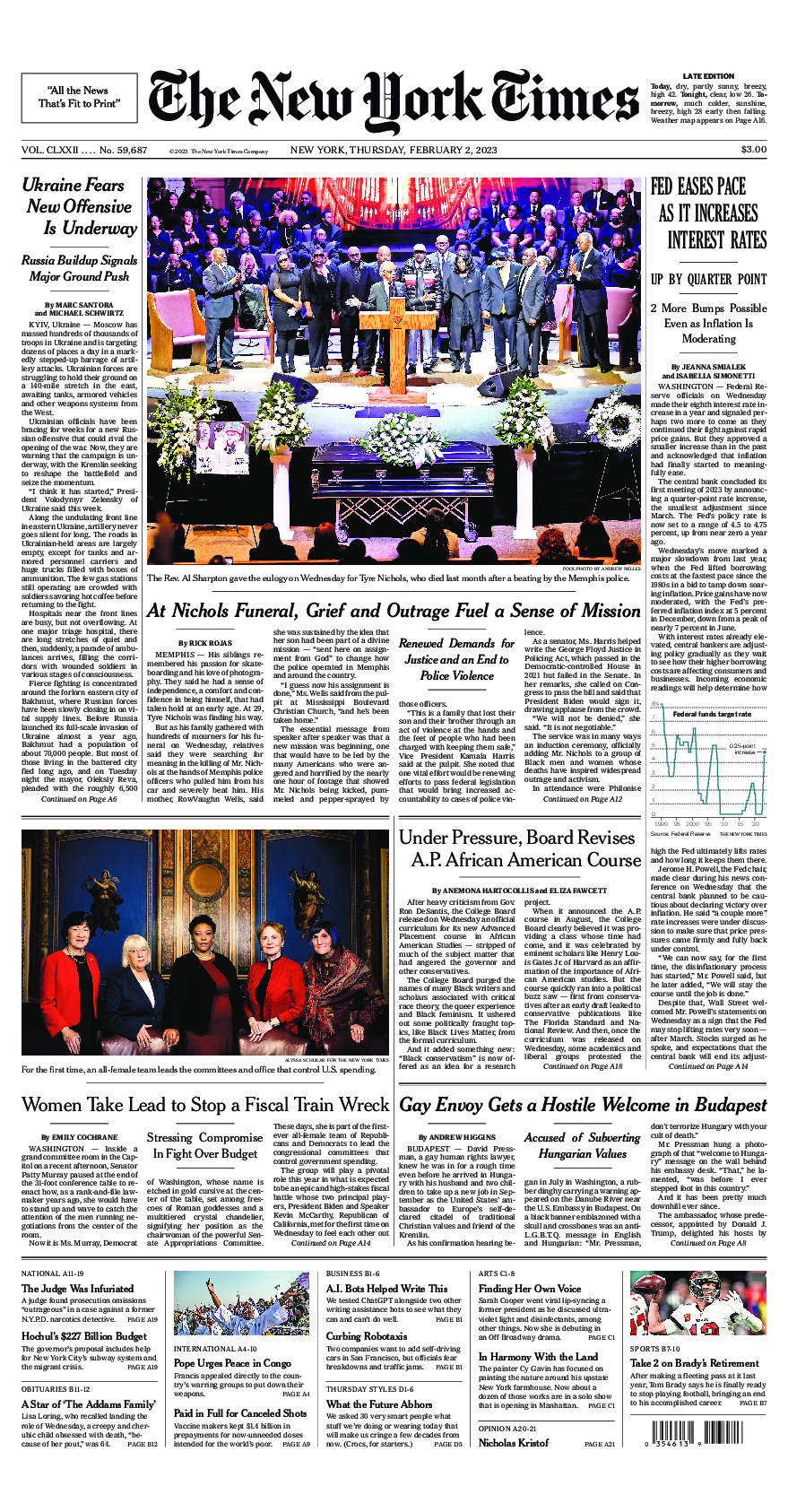 Prima-pagina-New-York-Times-del-2023-02-02