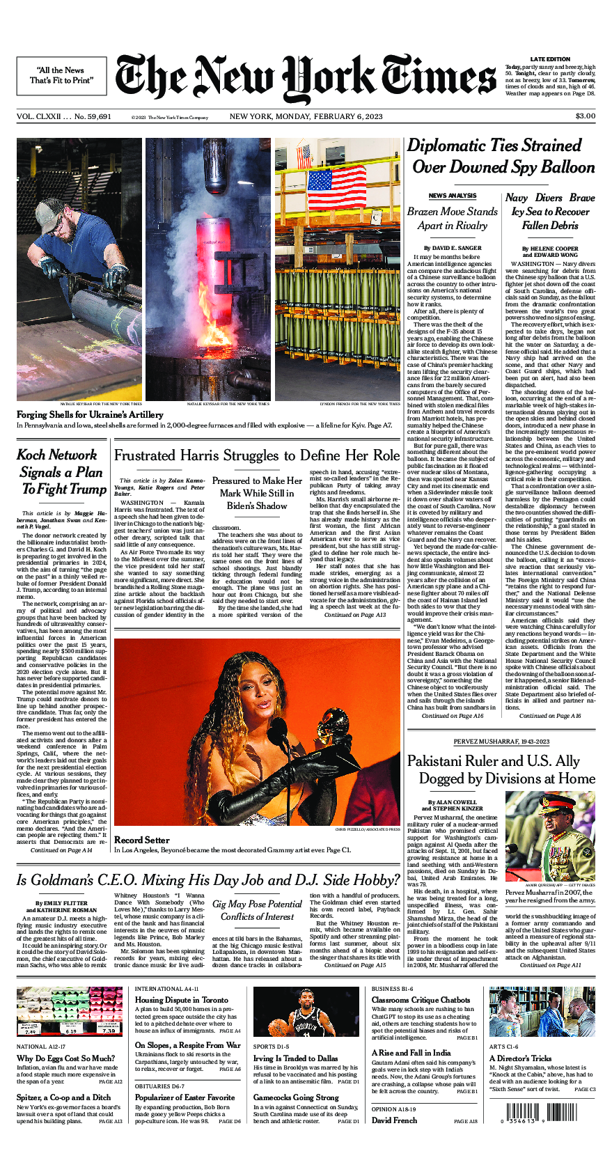 Prima-pagina-New-York-Times-del-2023-02-06