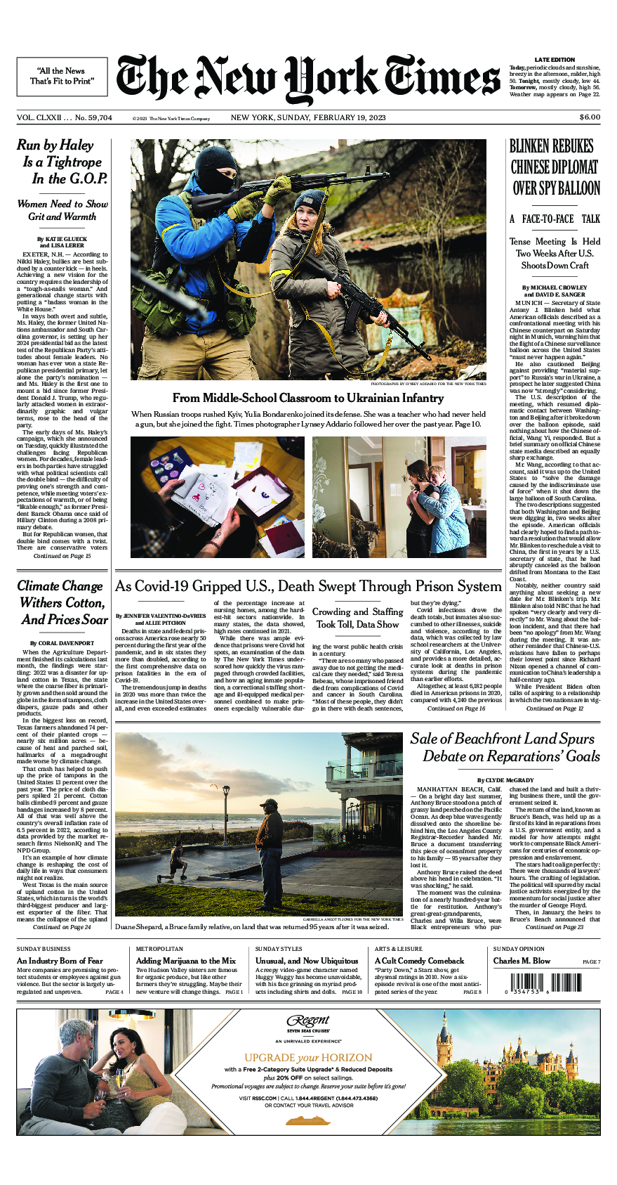 Prima-pagina-New-York-Times-del-2023-02-19