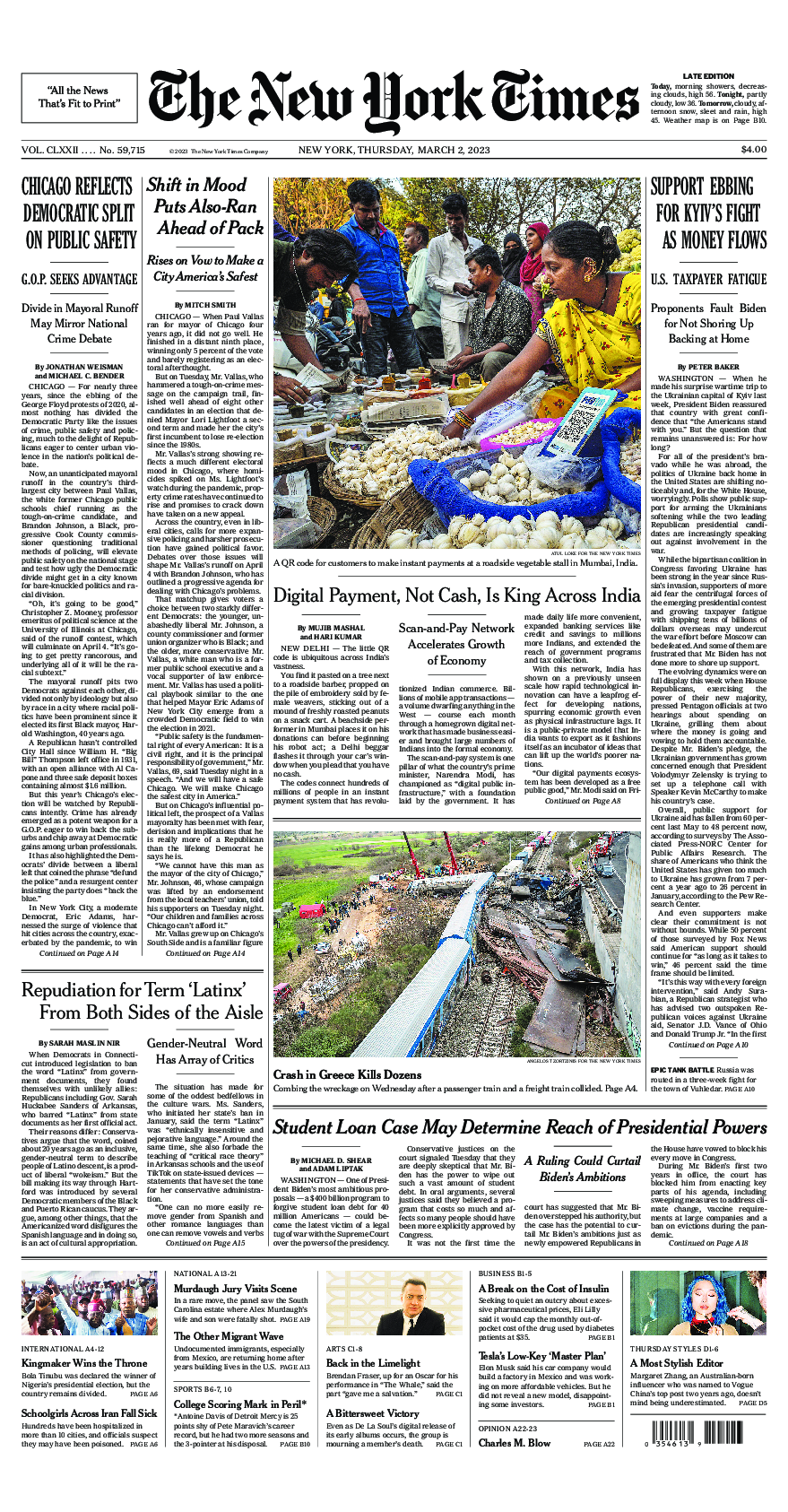 Prima-pagina-New-York-Times-del-2023-03-02