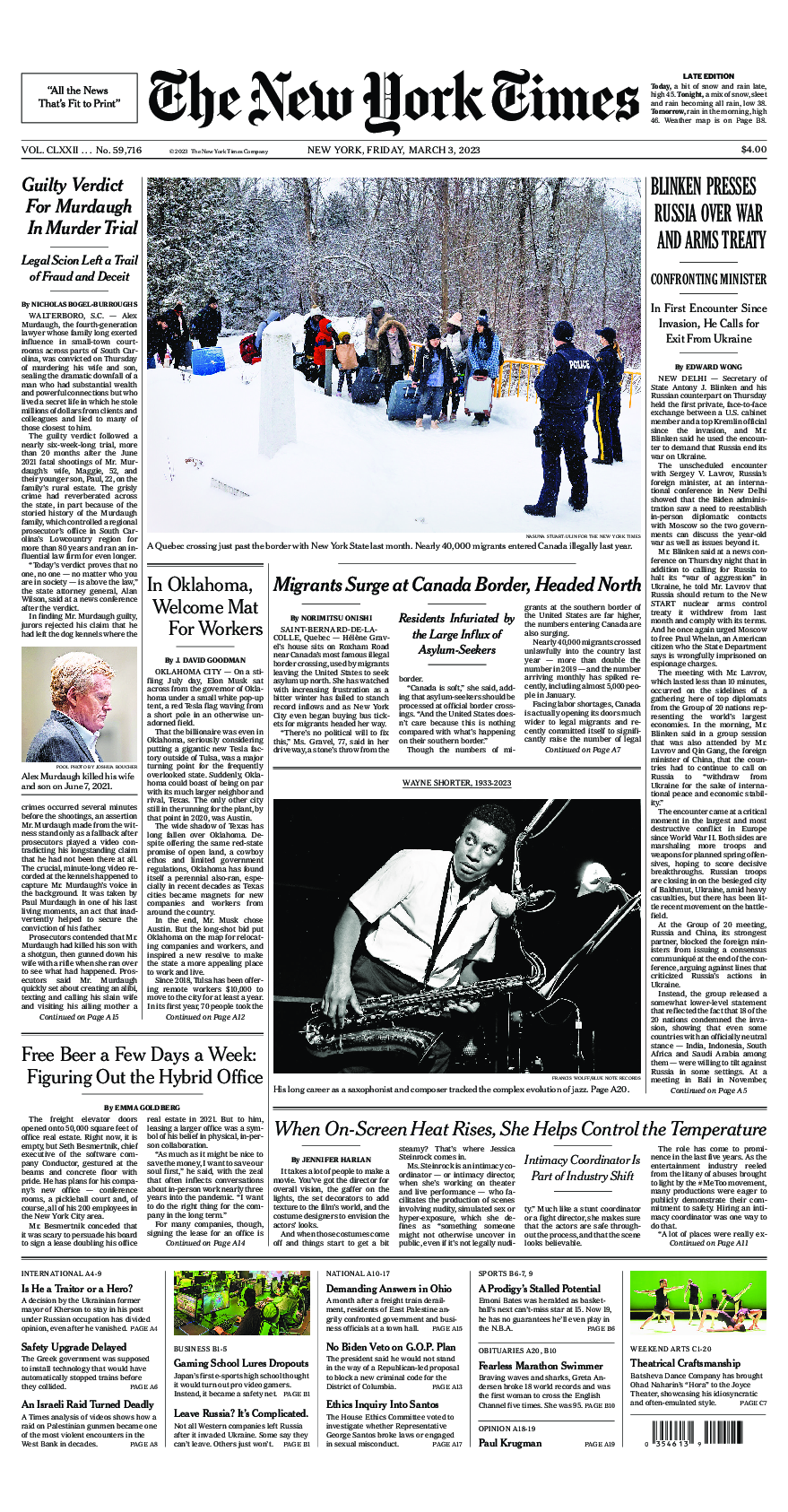 Prima-pagina-New-York-Times-del-2023-03-03