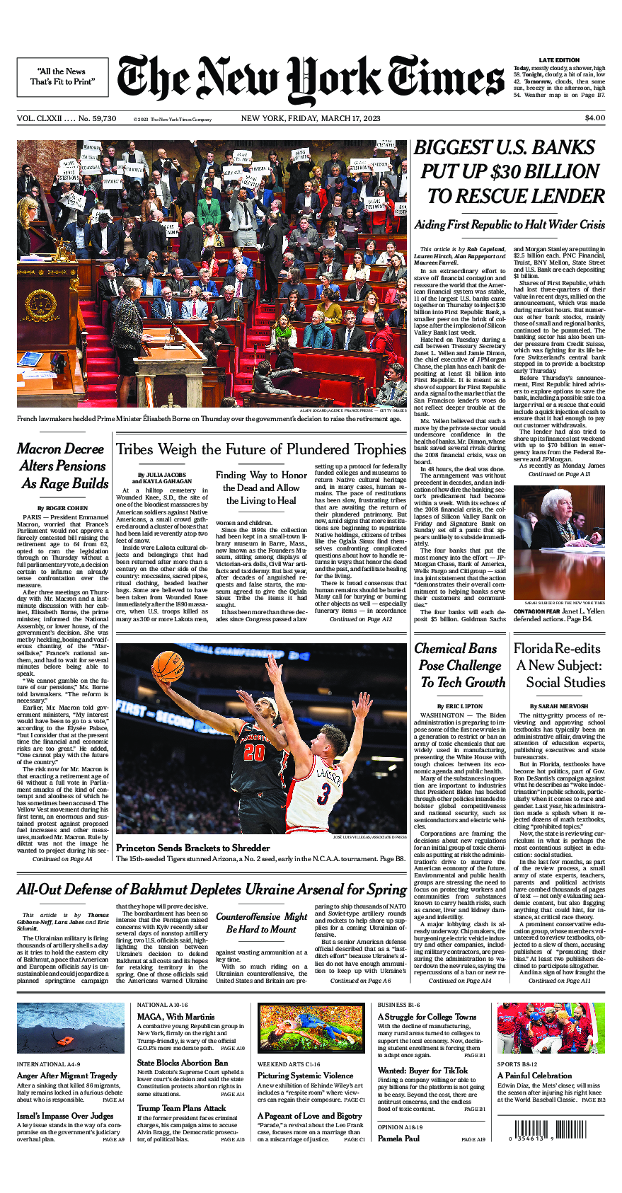 Prima-pagina-New-York-Times-del-2023-03-17