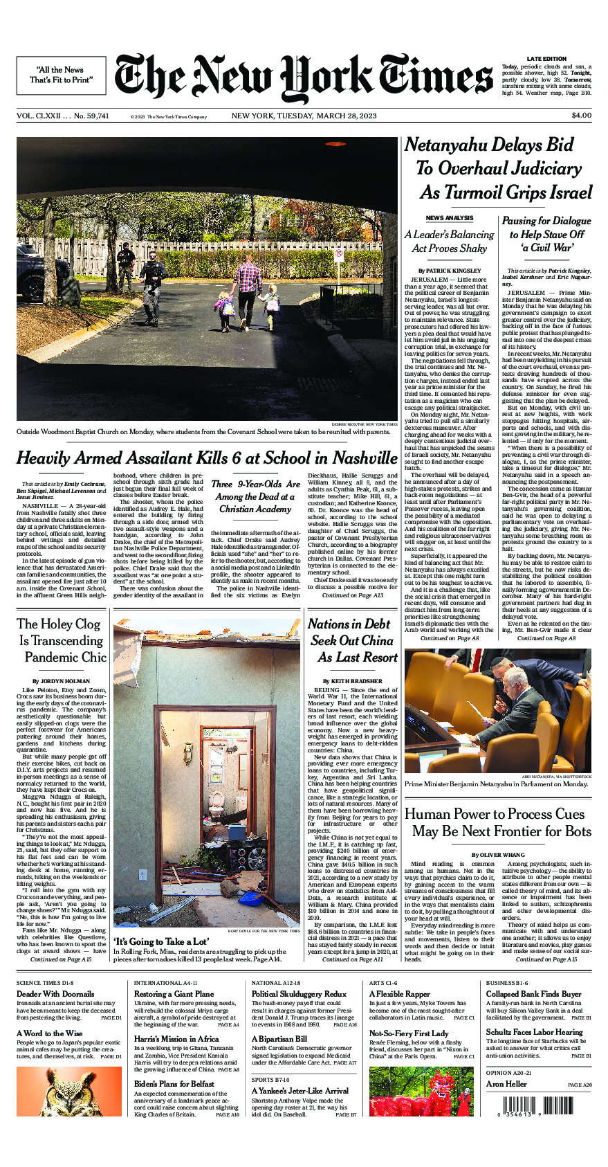 Prima-pagina-New-York-Times-del-2023-03-28