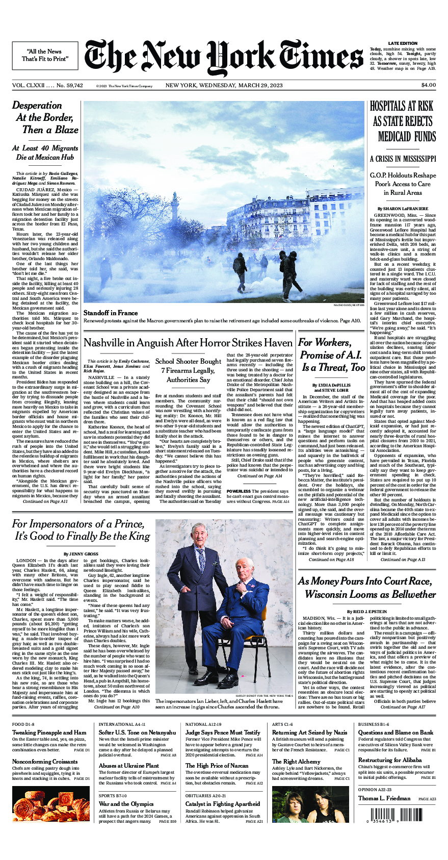 Prima-pagina-New-York-Times-del-2023-03-29