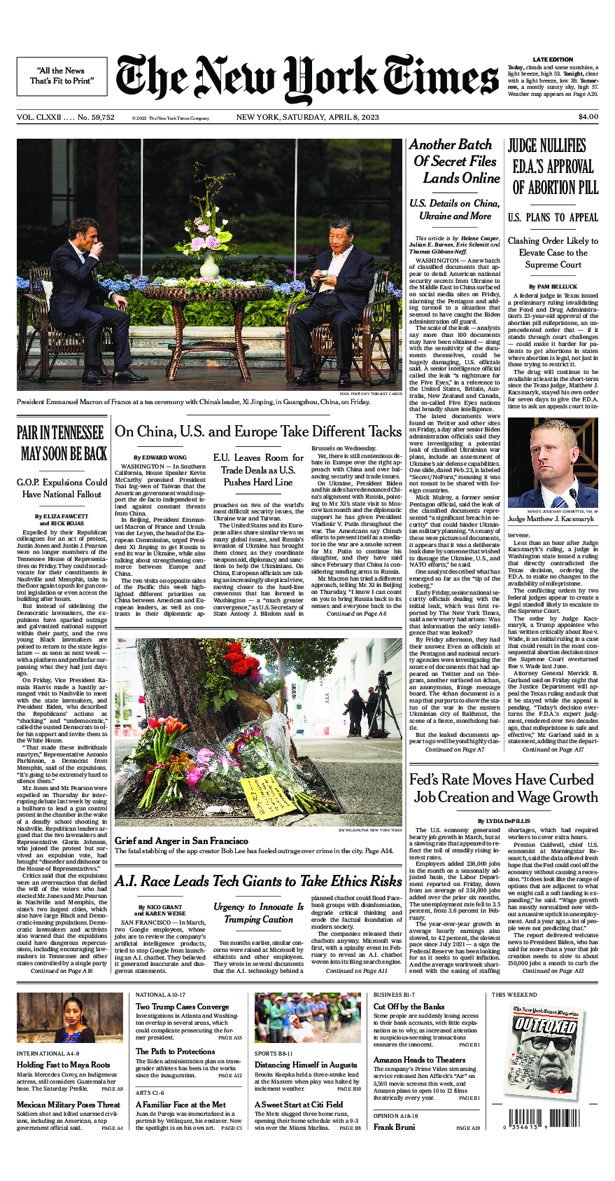 Prima-pagina-New-York-Times-del-2023-04-08