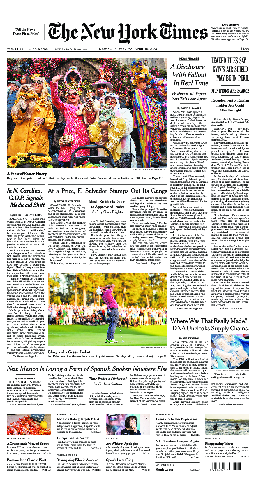 Prima-pagina-New-York-Times-del-2023-04-10