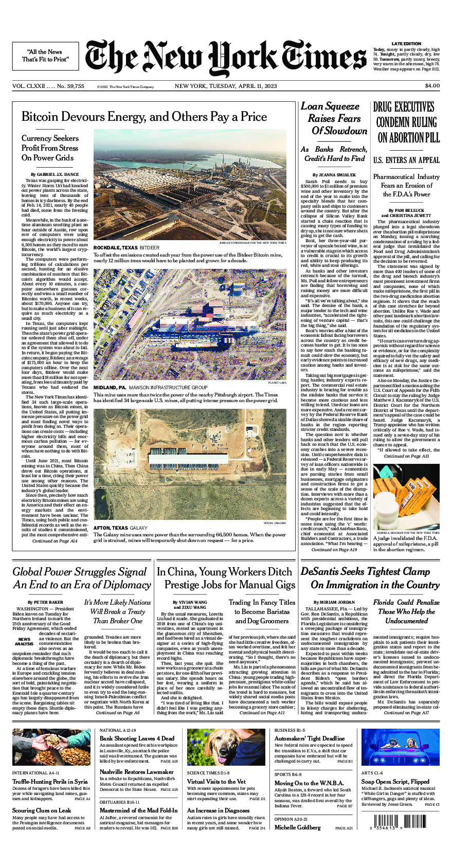 Prima-pagina-New-York-Times-del-2023-04-11