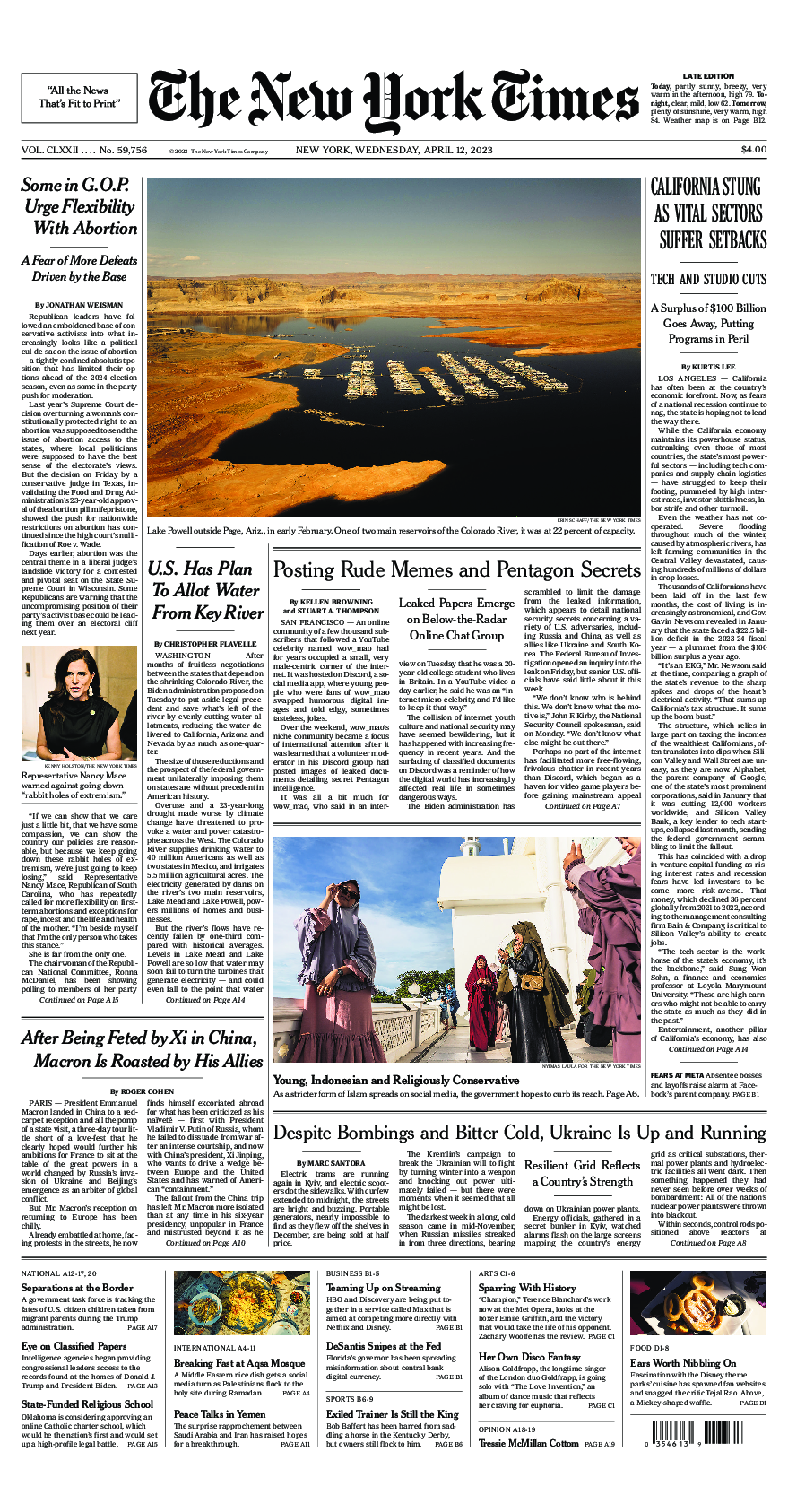 Prima-pagina-New-York-Times-del-2023-04-12