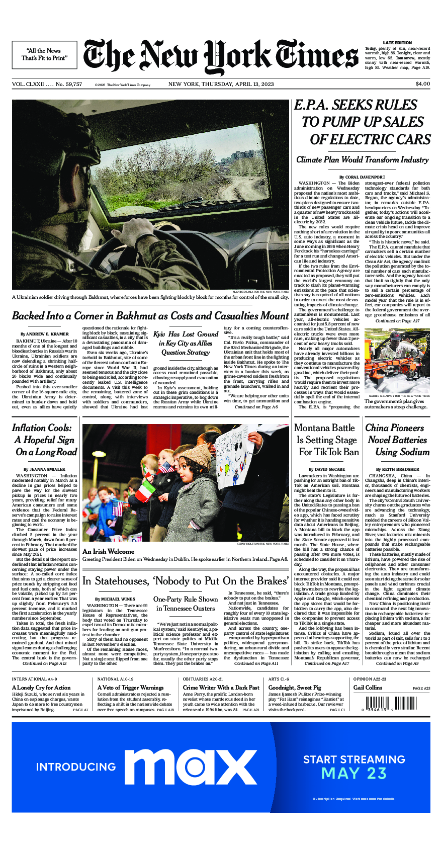 Prima-pagina-New-York-Times-del-2023-04-13