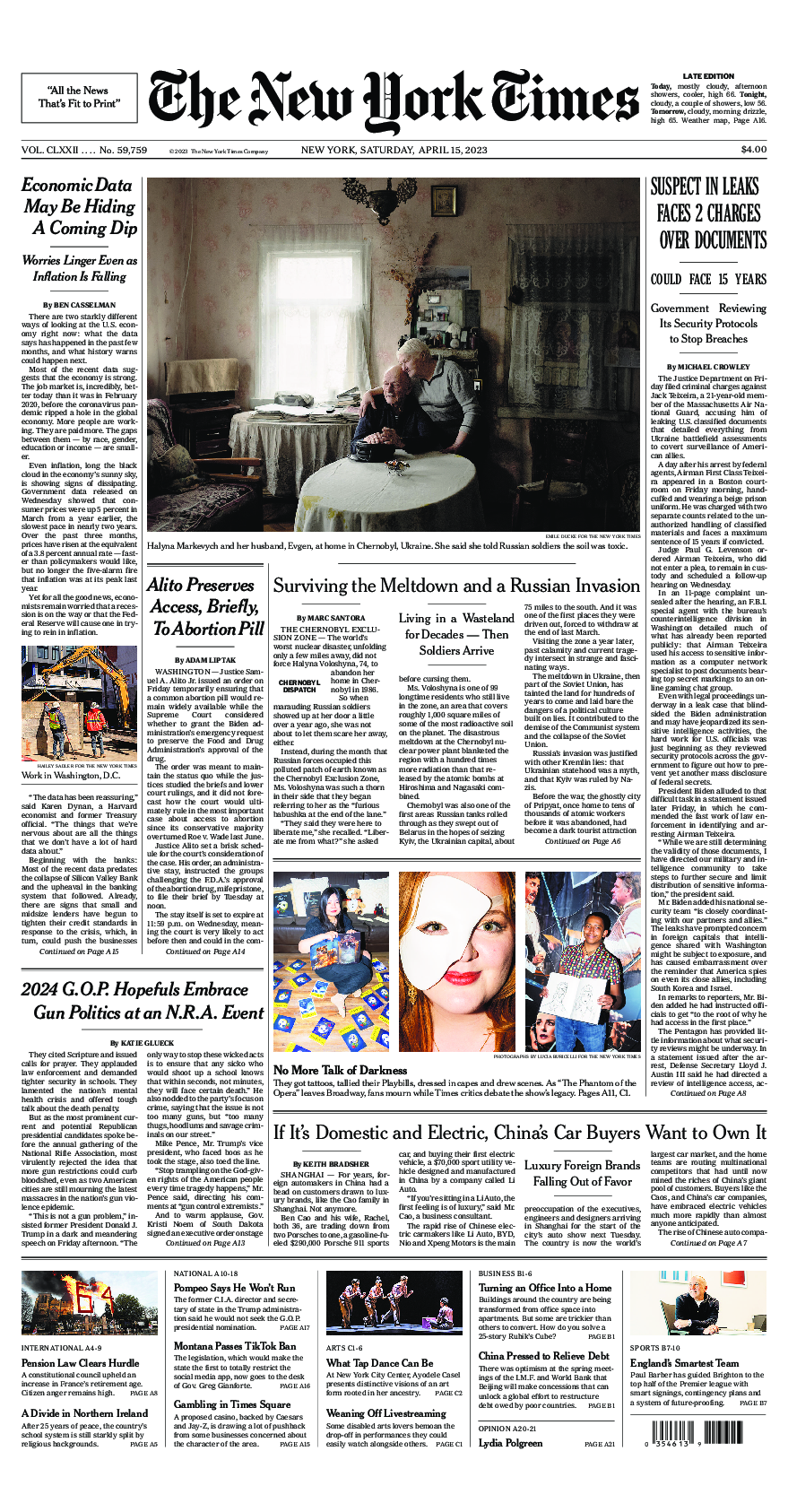 Prima-pagina-New-York-Times-del-2023-04-15