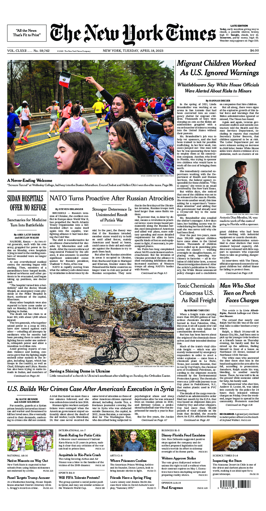 Prima-pagina-New-York-Times-del-2023-04-18