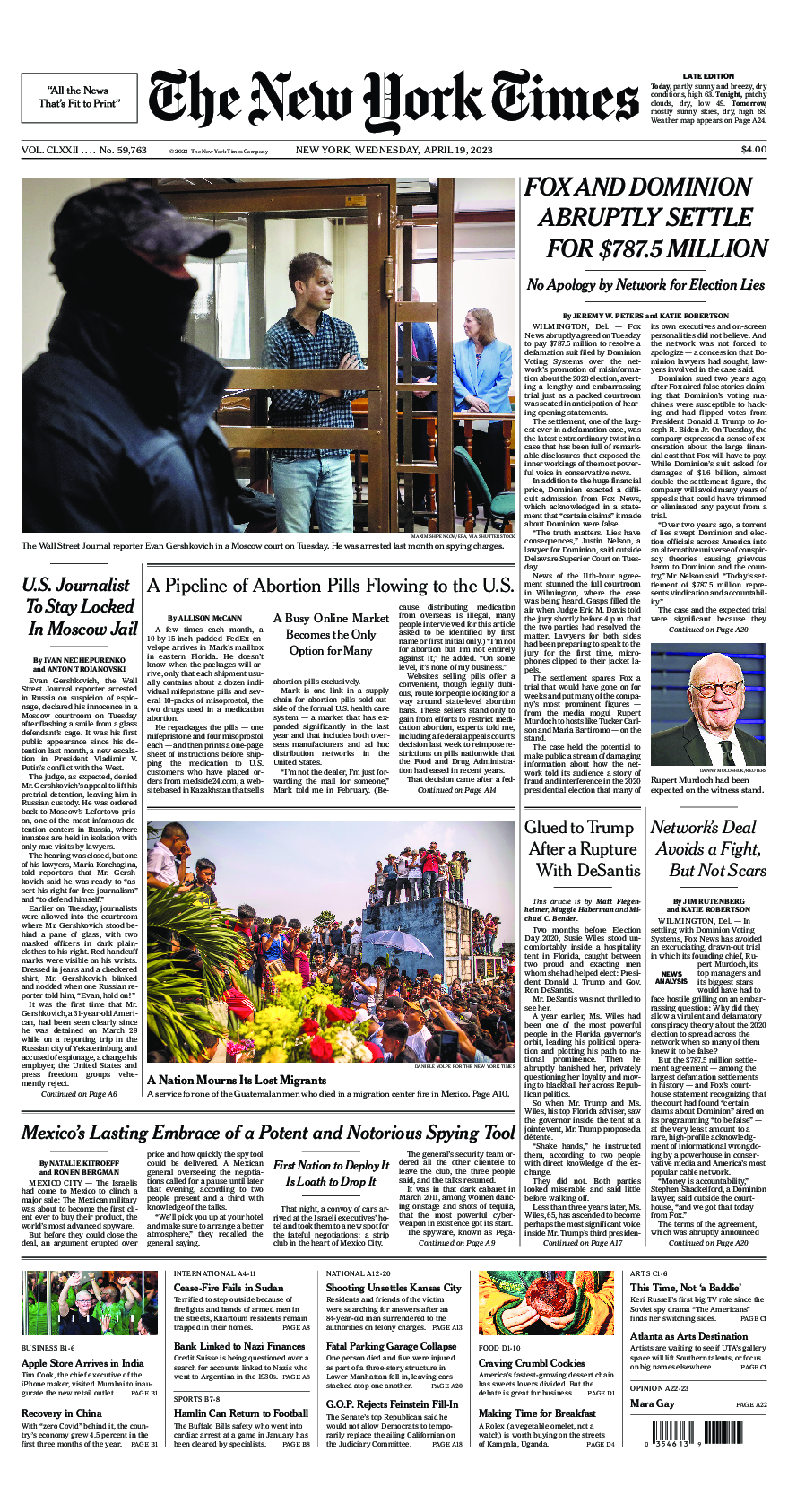 Prima-pagina-New-York-Times-del-2023-04-19