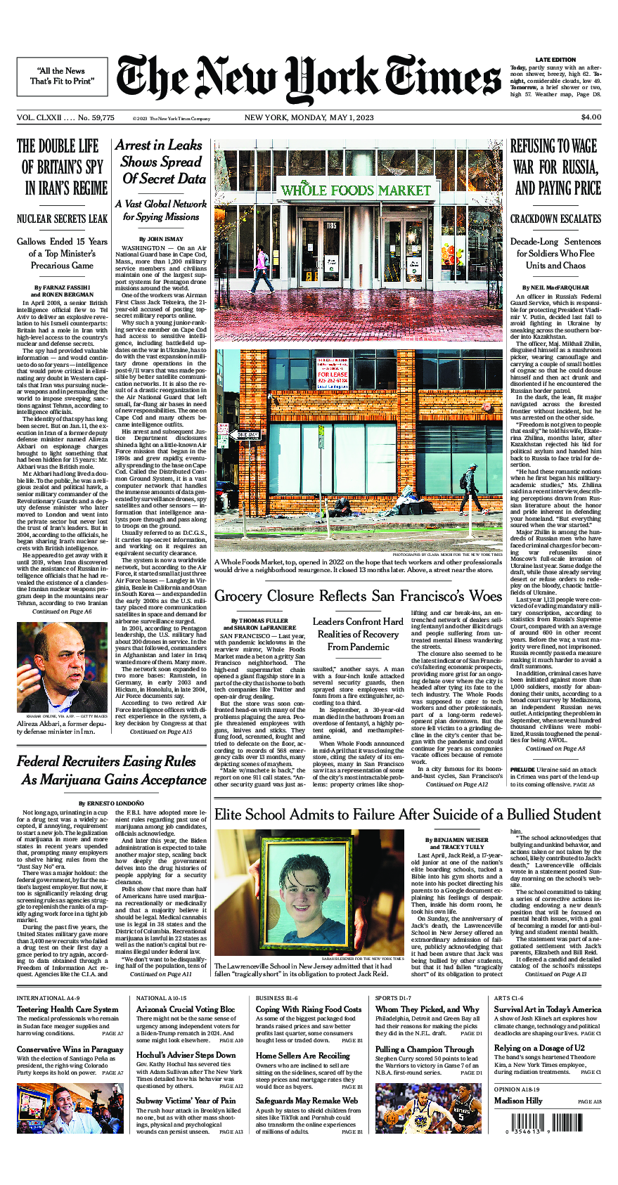 Prima-pagina-New-York-Times-del-2023-05-01