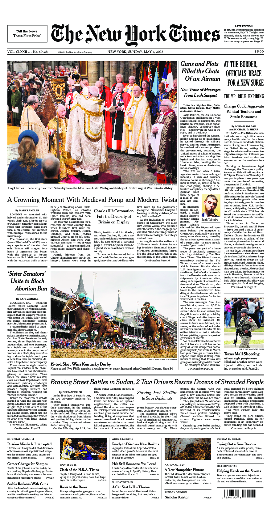 Prima-pagina-New-York-Times-del-2023-05-07