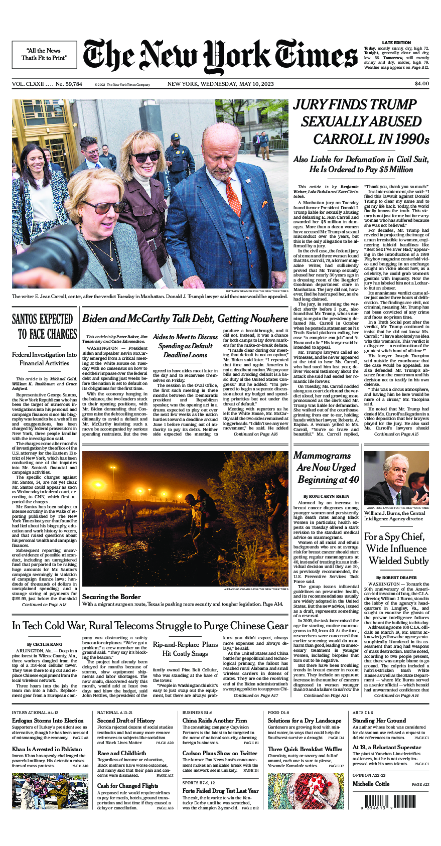 Prima-pagina-New-York-Times-del-2023-05-10