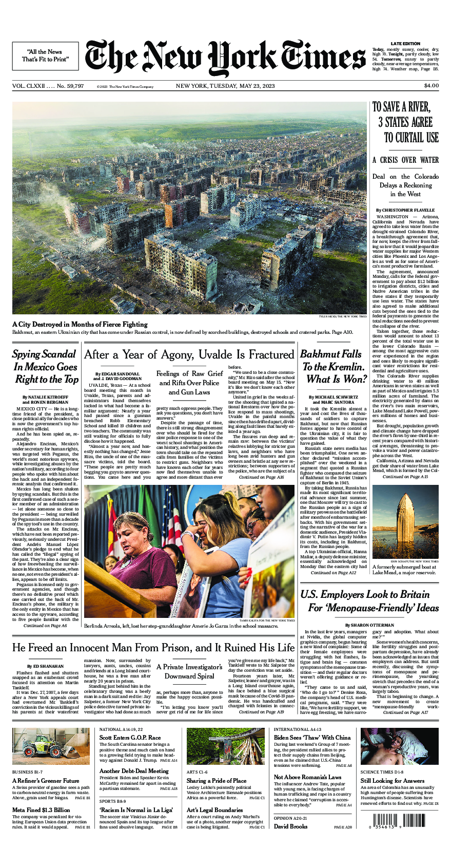 Prima-pagina-New-York-Times-del-2023-05-23