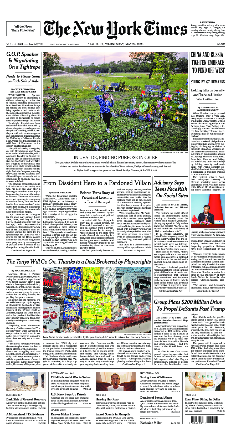 Prima-pagina-New-York-Times-del-2023-05-24