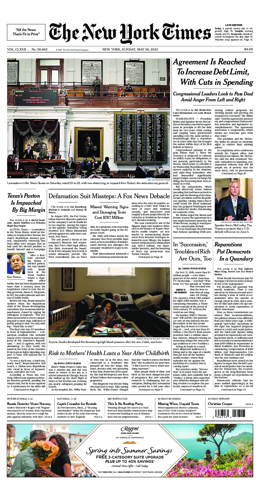 Prima-pagina-New-York-Times-del-2023-05-28