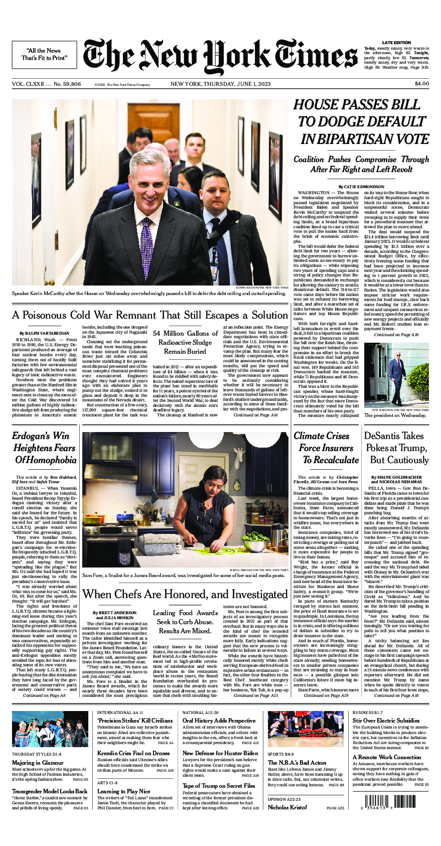 Prima-pagina-New-York-Times-del-2023-06-01