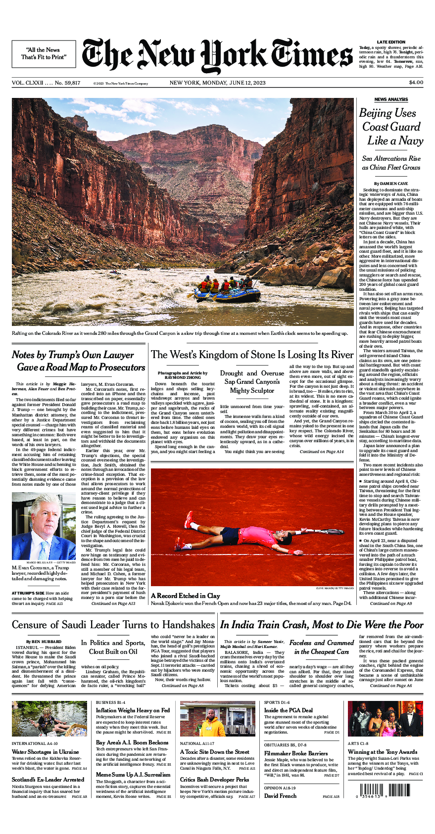 Prima-pagina-New-York-Times-del-2023-06-12