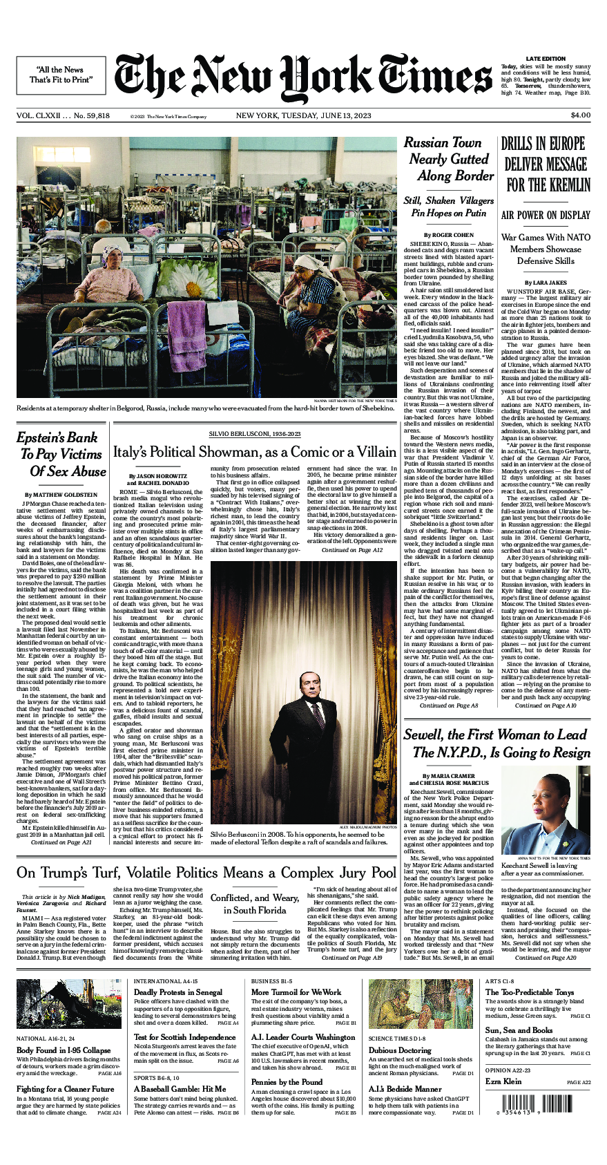 Prima-pagina-New-York-Times-del-2023-06-13