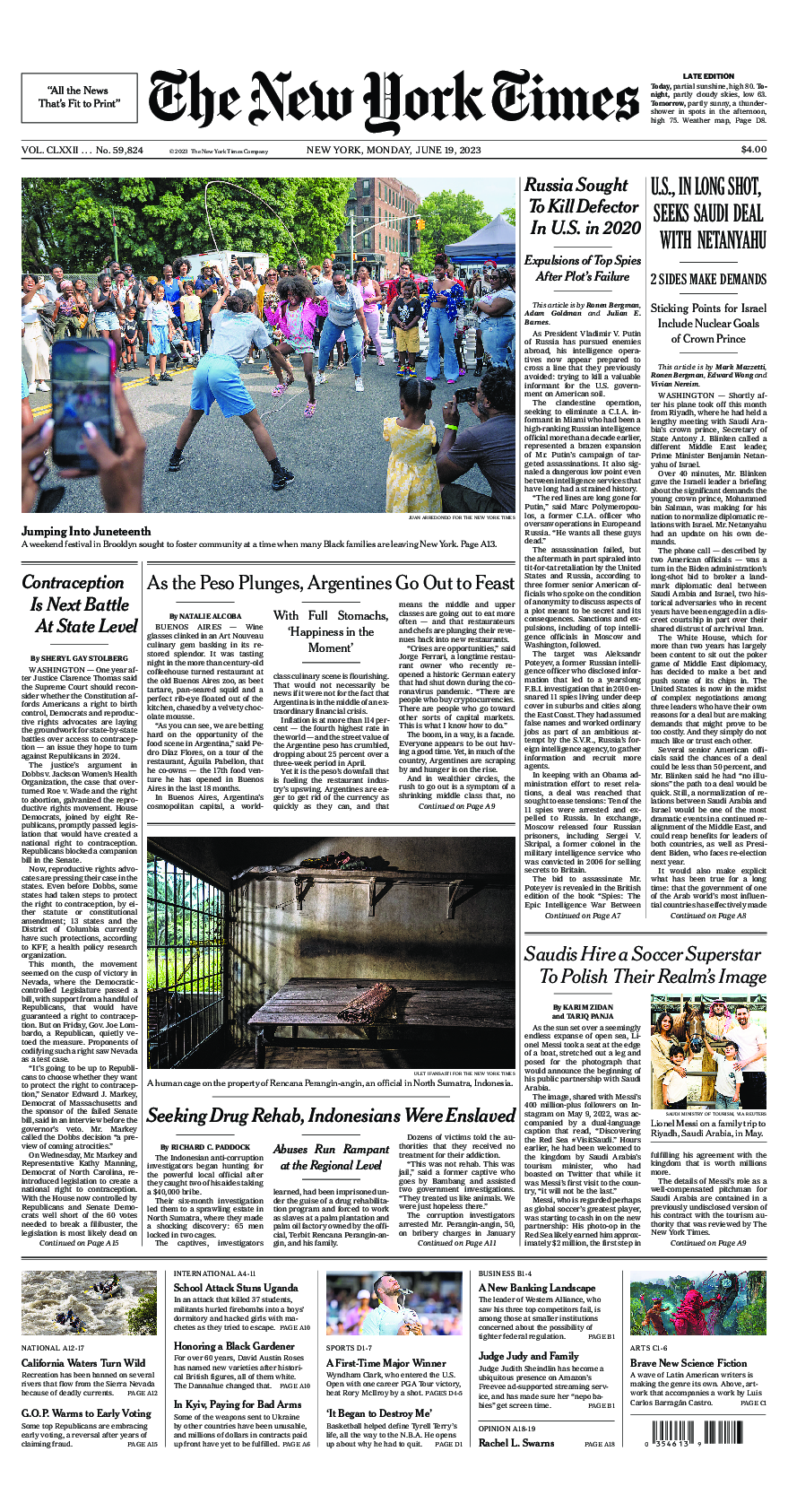 Prima-pagina-New-York-Times-del-2023-06-19