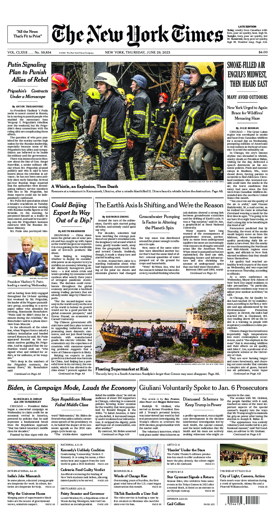 Prima-pagina-New-York-Times-del-2023-06-29