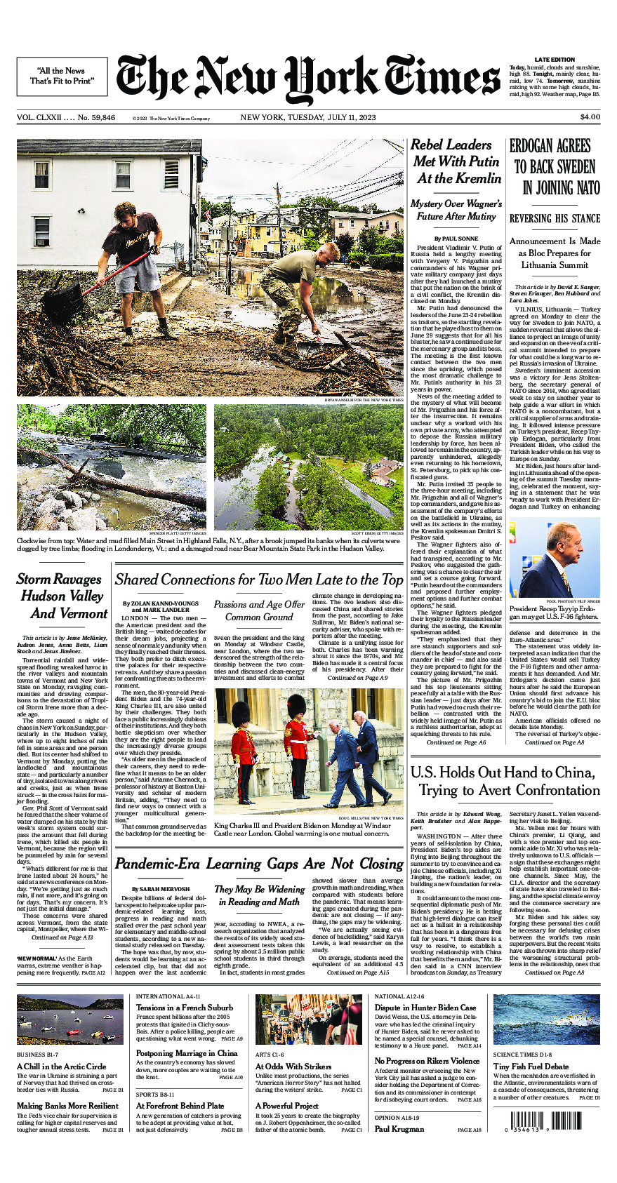 Prima-pagina-New-York-Times-del-2023-07-11