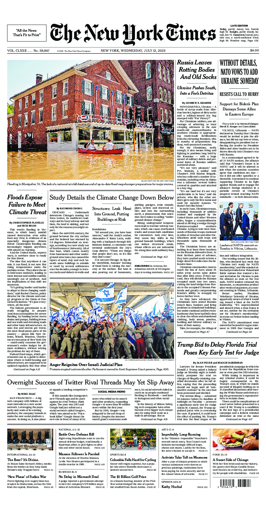 Prima-pagina-New-York-Times-del-2023-07-12