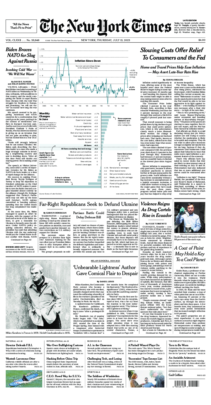 Prima-pagina-New-York-Times-del-2023-07-13