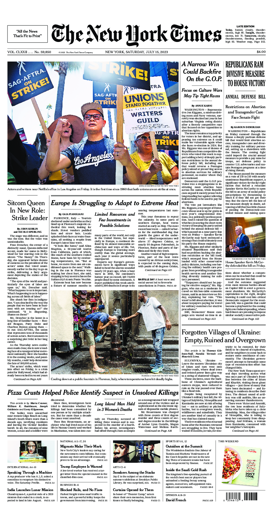 Prima-pagina-New-York-Times-del-2023-07-15