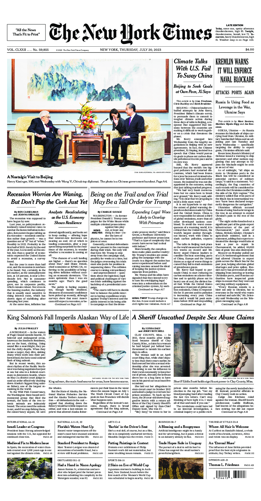 Prima-pagina-New-York-Times-del-2023-07-20