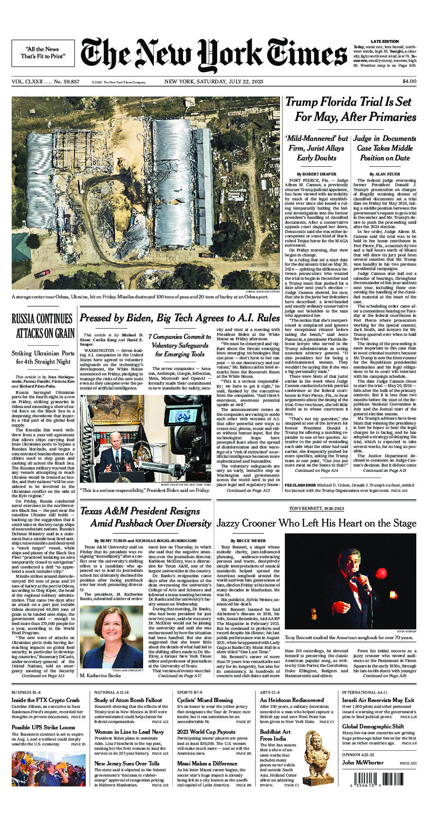 Prima-pagina-New-York-Times-del-2023-07-22