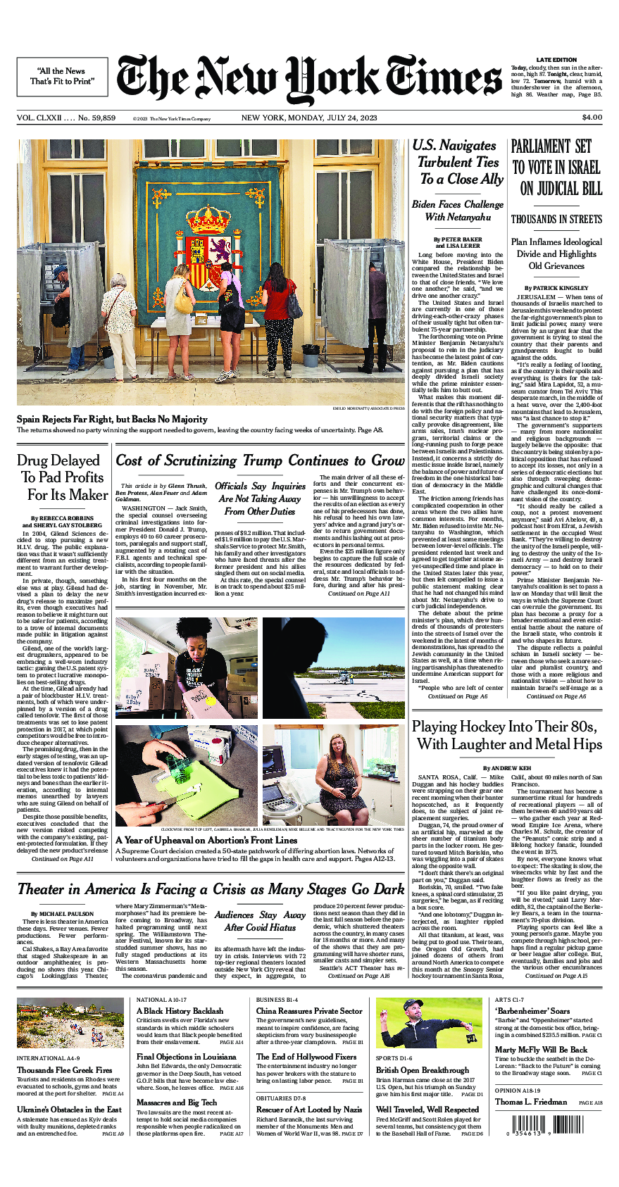 Prima-pagina-New-York-Times-del-2023-07-24