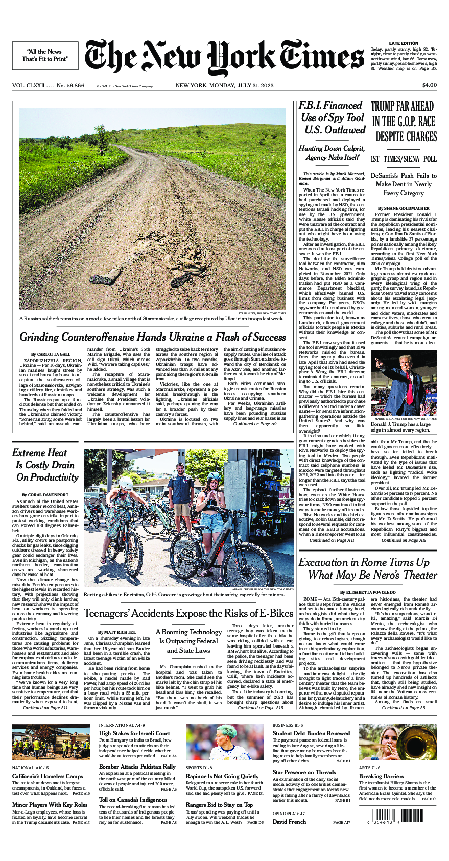 Prima-pagina-New-York-Times-del-2023-07-31