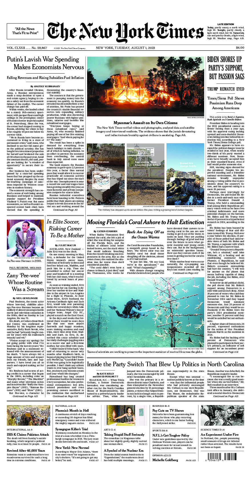 Prima-pagina-New-York-Times-del-2023-08-01