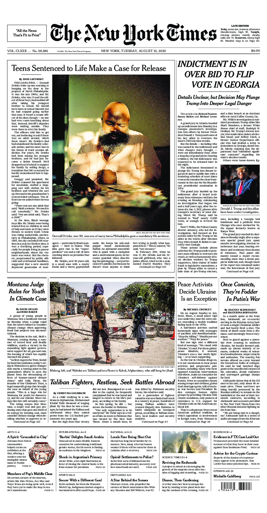 Prima-pagina-New-York-Times-del-2023-08-15