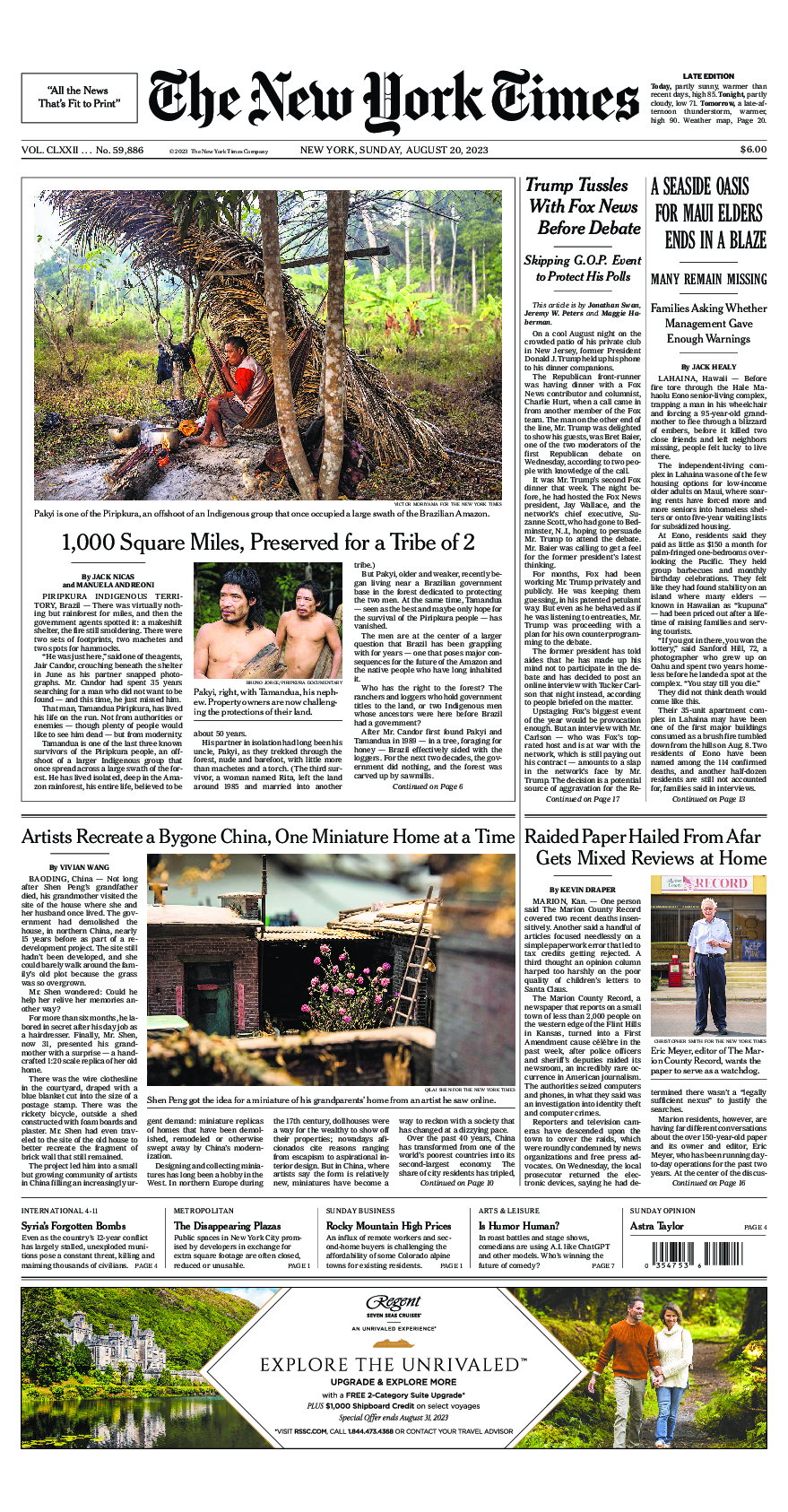 Prima-pagina-New-York-Times-del-2023-08-20