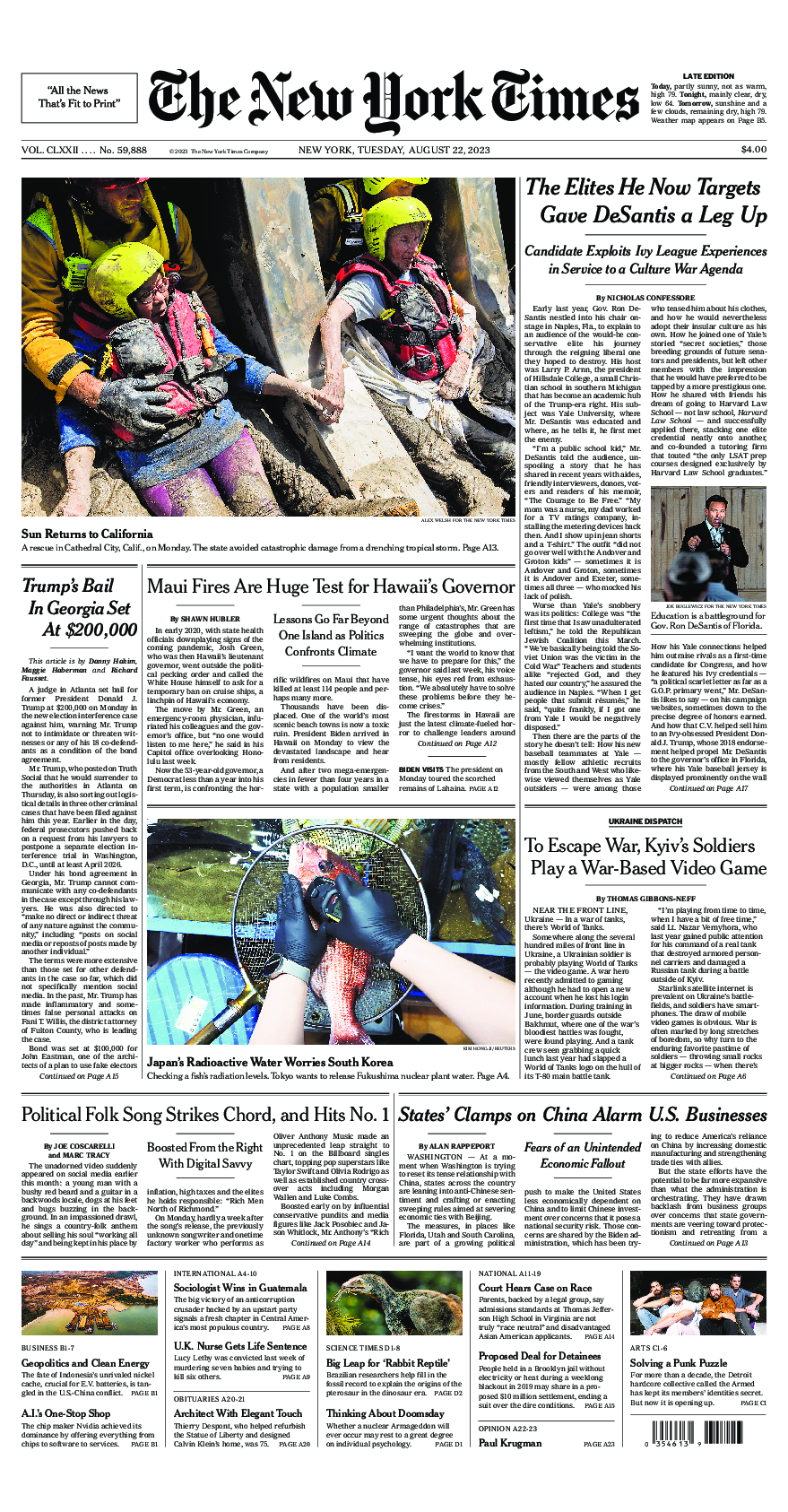 Prima-pagina-New-York-Times-del-2023-08-22