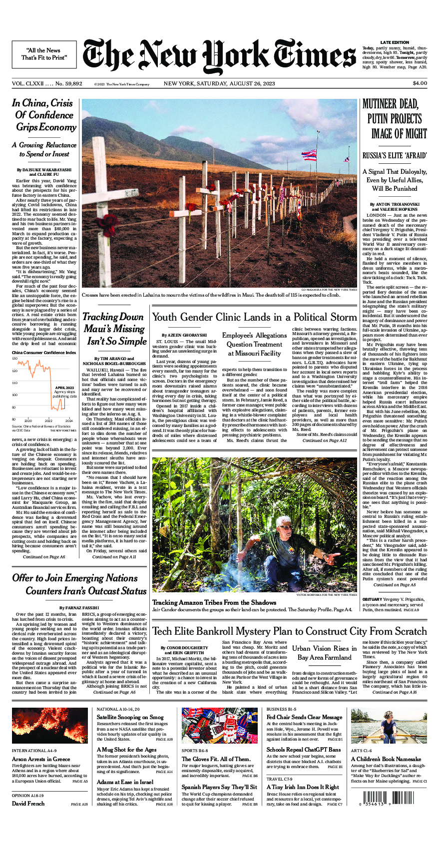 Prima-pagina-New-York-Times-del-2023-08-26