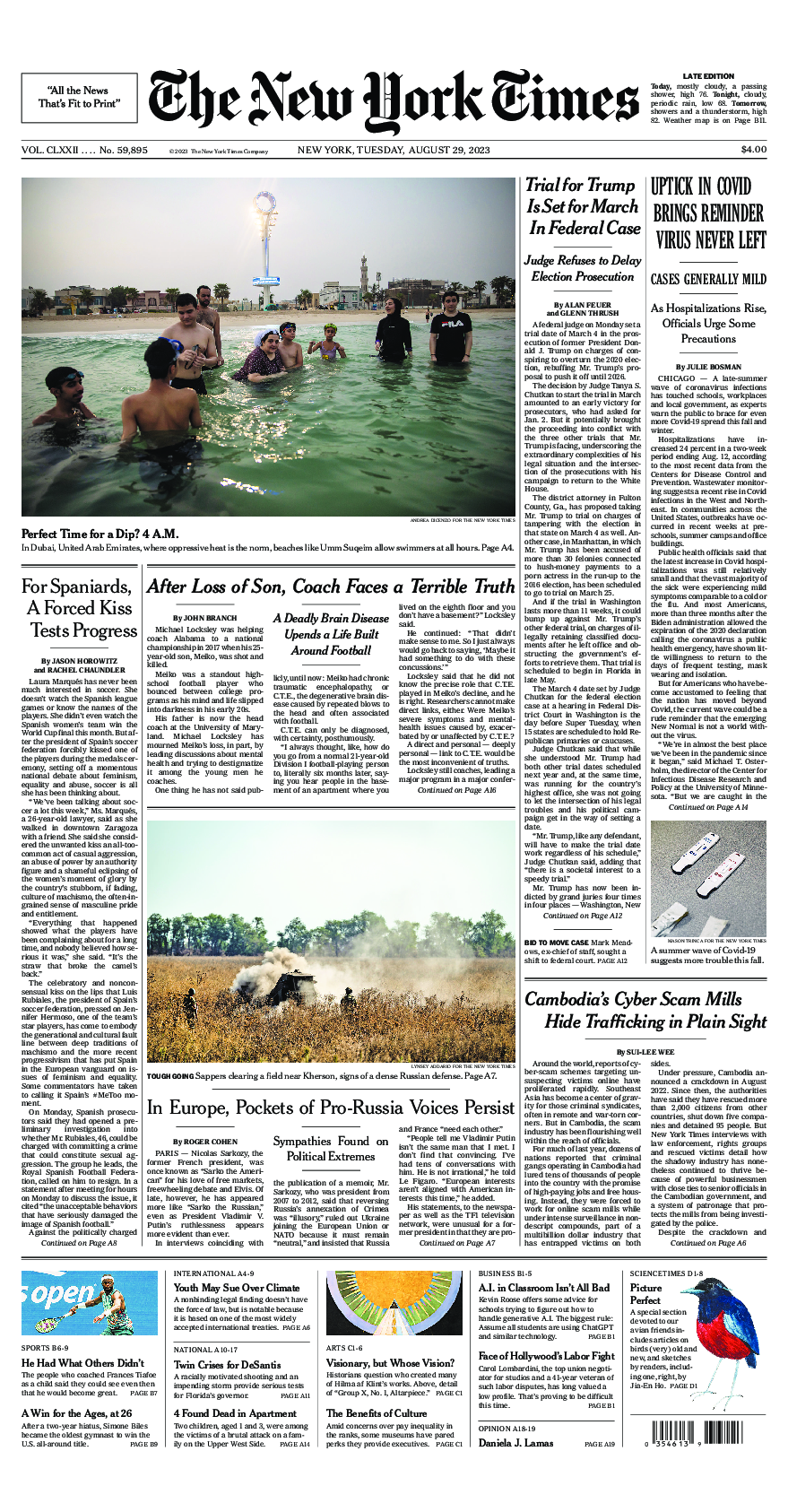 Prima-pagina-New-York-Times-del-2023-08-29