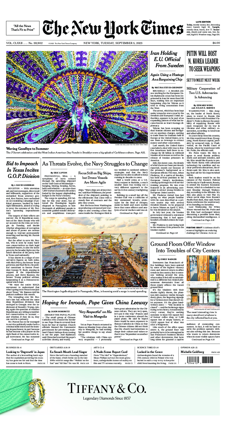 Prima-pagina-New-York-Times-del-2023-09-05