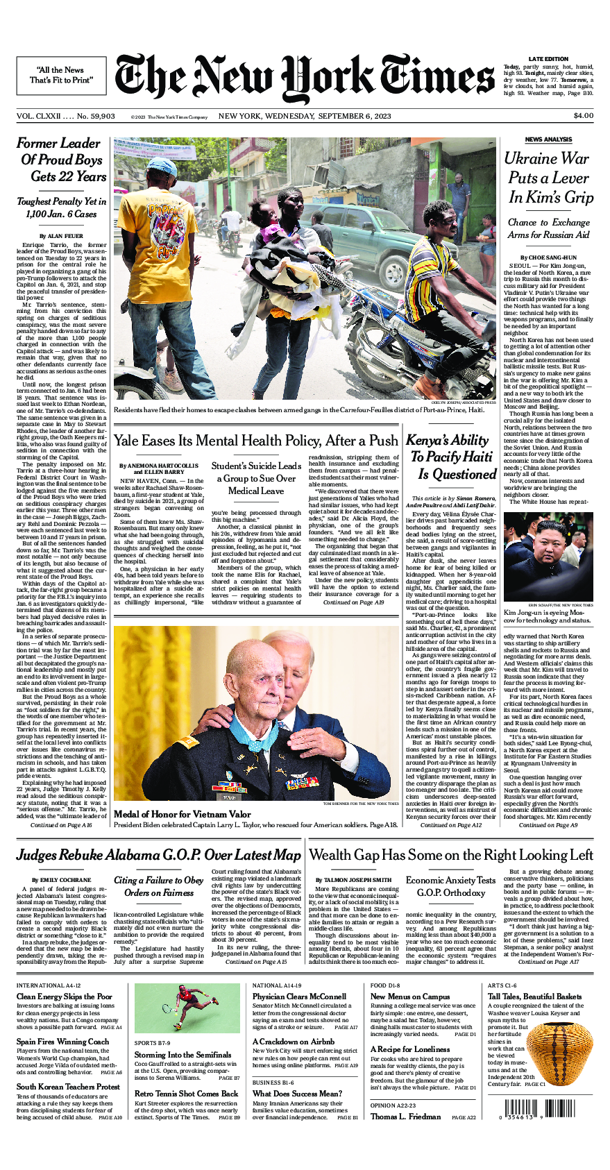 Prima-pagina-New-York-Times-del-2023-09-06