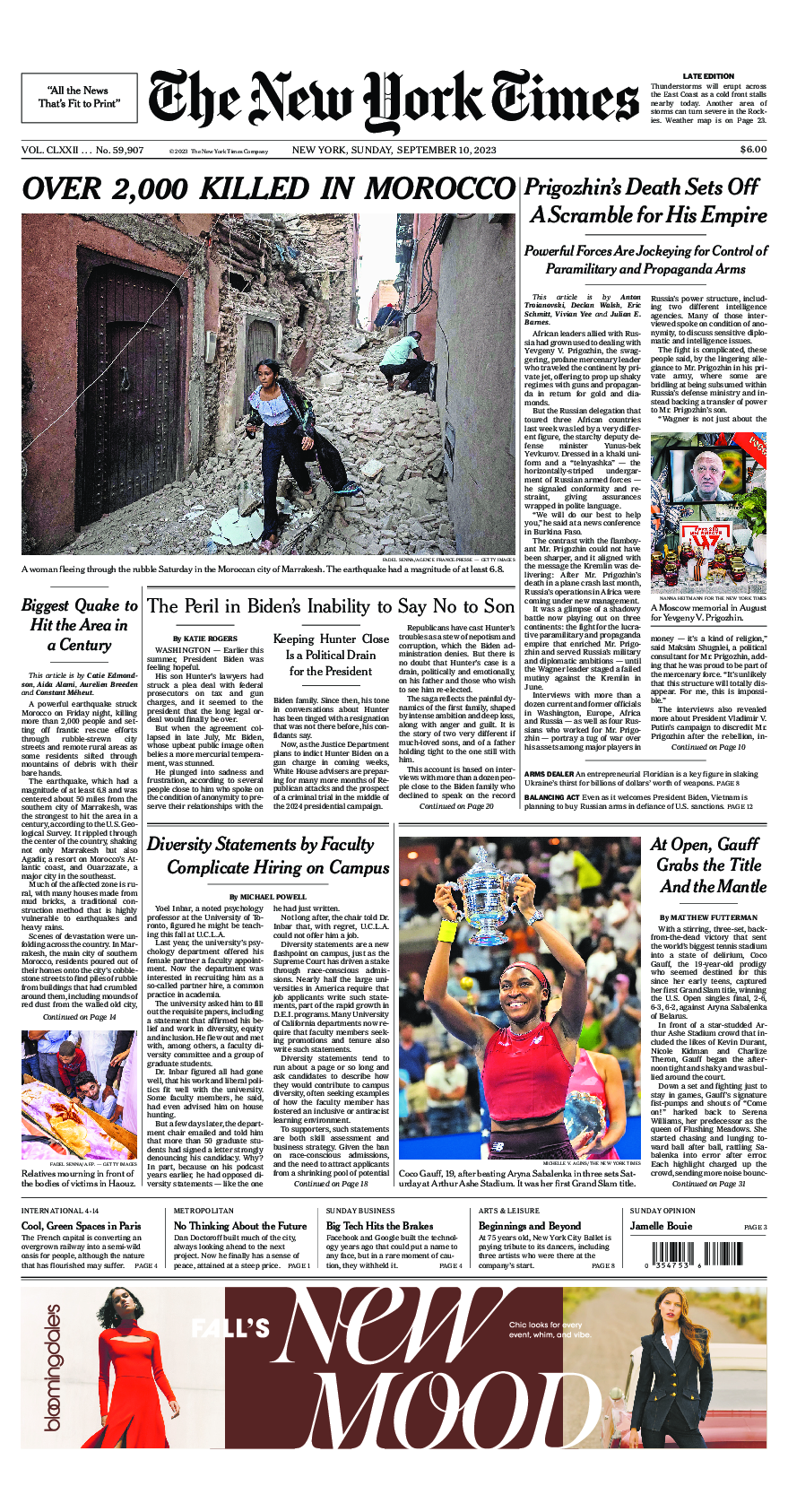 Prima-pagina-New-York-Times-del-2023-09-10