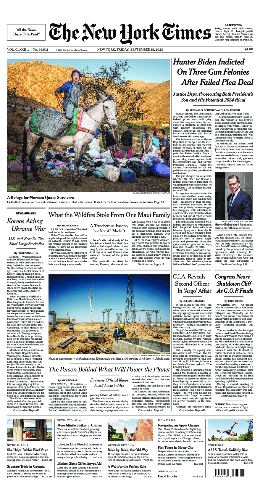 Prima-pagina-New-York-Times-del-2023-09-15