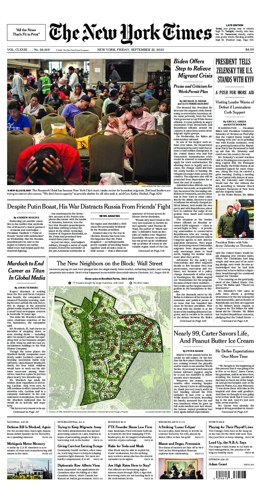 Prima-pagina-New-York-Times-del-2023-09-22