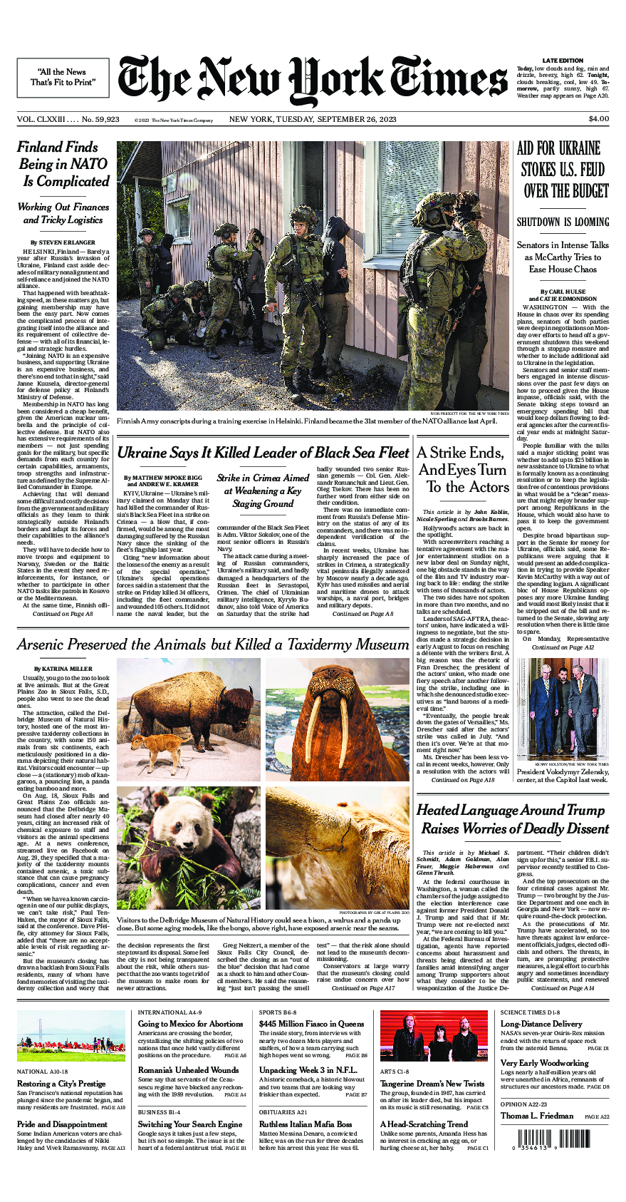 Prima-pagina-New-York-Times-del-2023-09-26